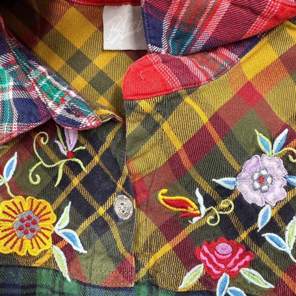 VTG Y2K 90s Blair Patchwork Plaid Floral Cotton Cottagecore Boho Cowgirl Womens - Picture 12 of 12
